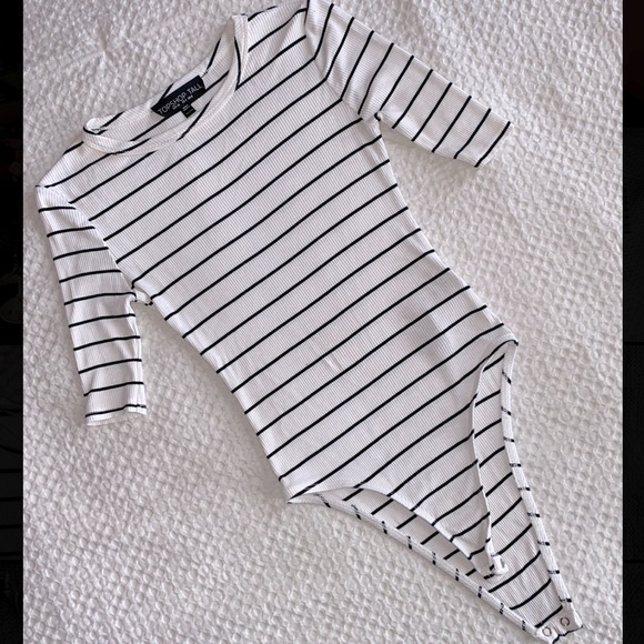 Topshop Black and White Striped Bodysuit - Picture 1 of 3